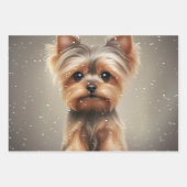 ヨークシャーテリアスノーモーメントクリスマスキュート ラッピングペーパーシート (正面)