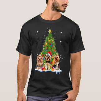 ヨークシャーテリアツリーメリークリスマス Tシャツ