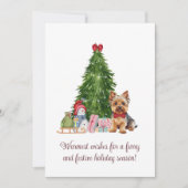 ヨークシャーテリアテリアのクリスマスウィッシュホリデーグリーティング シーズンカード (正面)