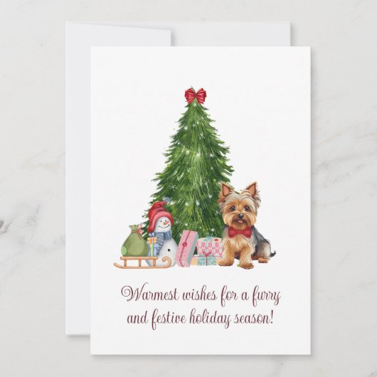 ヨークシャーテリアテリアのクリスマスウィッシュホリデーグリーティング シーズンカード (正面)
