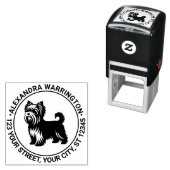 ヨークシャーテリアテリアドッグスタンディングシルネームRetアドレス セルフインキングスタンプ (インサイチュ)