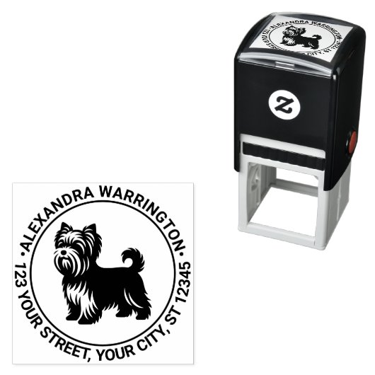 ヨークシャーテリアテリアドッグスタンディングシルネームRetアドレス セルフインキングスタンプ (インサイチュ)