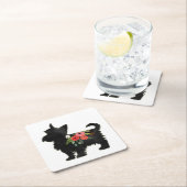 ヨークシャーテリアテリアドッグブリードボホフローラシルエット スクエアペーパーコースター (インサイチュ)