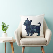 ヨークシャーテリアテリアブラックウォーターカラーシルエット クッション (椅子)