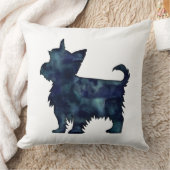 ヨークシャーテリアテリアブラックウォーターカラーシルエット クッション (ブランケット)