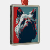 ヨークシャーテリアテリアポリティカルパロディデザイン メタルオーナメント (右)
