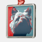 ヨークシャーテリアテリアポリティカルパロディデザイン メタルオーナメント (左)