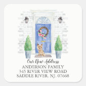 ヨークシャーテリアドア新しい住所ラベル スクエアシール (正面)