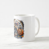 ヨークシャーテリアドグハロウィーンスクエア コーヒーマグカップ (正面右)