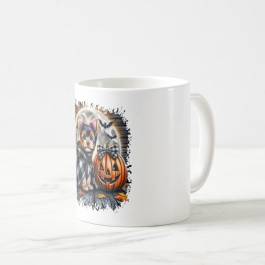 ヨークシャーテリアドグハロウィーンスクエア コーヒーマグカップ (正面右)
