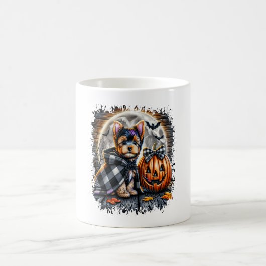 ヨークシャーテリアドグハロウィーンスクエア コーヒーマグカップ (中央)