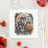 ヨークシャーテリアドグハロウィーンスクエア スタンダードランチョンナプキン (インサイチュ)