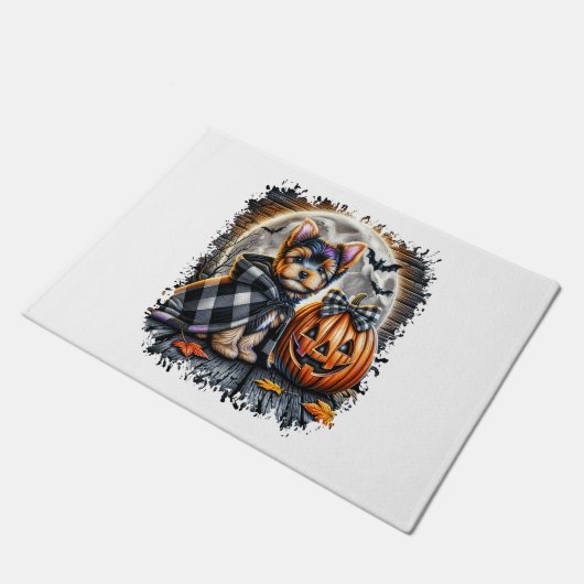 ヨークシャーテリアドグハロウィーンスクエア ドアマット (アングル)
