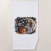 ヨークシャーテリアドグハロウィーンスクエア ビーチタオル (正面)