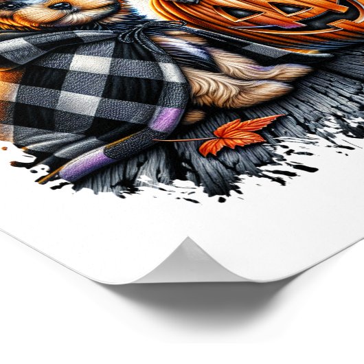 ヨークシャーテリアドグハロウィーンスクエア ポスター (角)