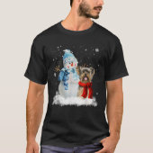 ヨークシャーテリアドッグおもしろいクリスマス雪だるまクリスマスパジャム Tシャツ (正面)