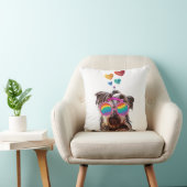 ヨークシャーテリアドッグとハートバレンタインデー クッション (椅子)