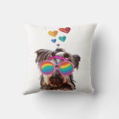 ヨークシャーテリアドッグとハートバレンタインデー クッション (裏面)