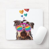 ヨークシャーテリアドッグとハートバレンタインデー マウスパッド (マウス)