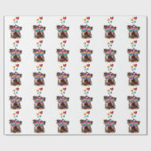 ヨークシャーテリアドッグとハートバレンタインデー ラッピングペーパー (フラット)