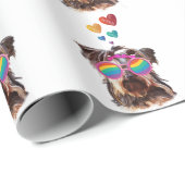 ヨークシャーテリアドッグとハートバレンタインデー ラッピングペーパー (ロールコーナー)