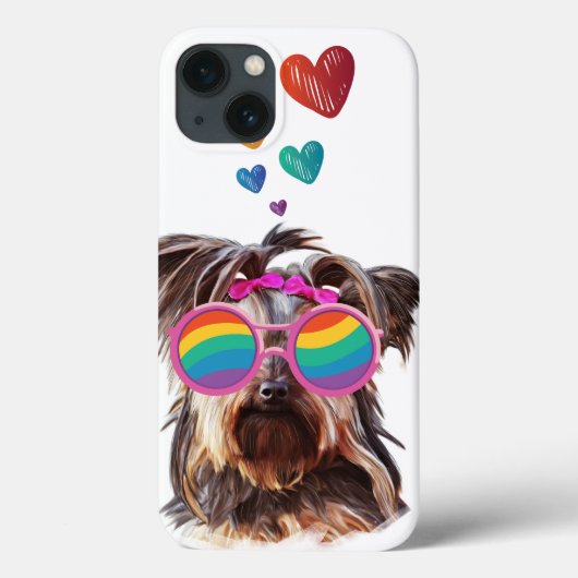 ヨークシャーテリアドッグとハートバレンタインデー Case-Mate iPhoneケース (裏面)