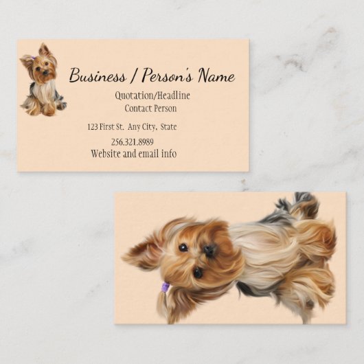 ヨークシャーテリアドッグアニマルロゴ動物 名刺 (正面/裏面)