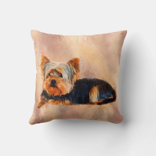 ヨークシャーテリアドッグアートウォーターカラーポートレート クッション (裏面)
