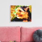 ヨークシャーテリアドッグウォーターカラーアートポートレート キャンバスプリント (インサイチュ (リビング))