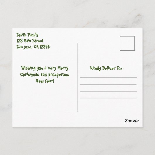 ヨークシャーテリアドッグウォーターカラークリスマスパーソナライズされた ポストカード (裏面)