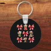 ヨークシャーテリアドッグキュートコケットボウクリスマスペット動物 キーホルダー (正面)