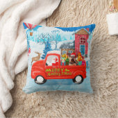 ヨークシャーテリアドッグクリスマスデリバリートラック クッション (ブランケット)