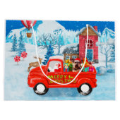 ヨークシャーテリアドッグクリスマスデリバリートラック ラージペーパーバッグ (裏面)