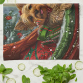 ヨークシャーテリアドッグクリスマスフェスティバル キッチンタオル (折り畳み)