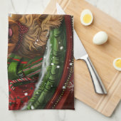 ヨークシャーテリアドッグクリスマスフェスティバル キッチンタオル (四つ折り)