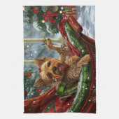 ヨークシャーテリアドッグクリスマスフェスティバル キッチンタオル (縦)