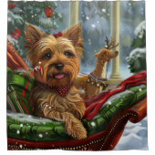 ヨークシャーテリアドッグクリスマスフェスティバル シャワーカーテン (正面)