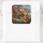 ヨークシャーテリアドッグクリスマスフェスティバル スクエアシール (バッグ)