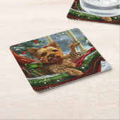 ヨークシャーテリアドッグクリスマスフェスティバル スクエアペーパーコースター (アングル)