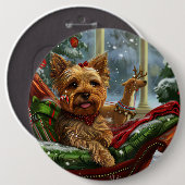 ヨークシャーテリアドッグクリスマスフェスティバル 缶バッジ (正面&裏面)