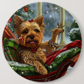 ヨークシャーテリアドッグクリスマスフェスティバル 缶バッジ (正面)