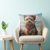 ヨークシャーテリアドッグクリスマスヴィンテージビーチ クッション (椅子)