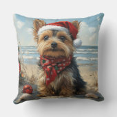 ヨークシャーテリアドッグクリスマスヴィンテージビーチ クッション (裏面)