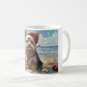 ヨークシャーテリアドッグクリスマスヴィンテージビーチ コーヒーマグカップ (正面右)