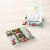 ヨークシャーテリアドッグクリスマス ガラスコースター (アングル)