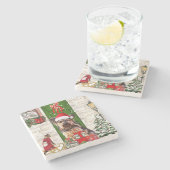 ヨークシャーテリアドッグクリスマス ストーンコースター (横)