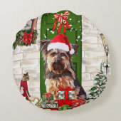 ヨークシャーテリアドッグクリスマス ラウンドクッション (裏面)