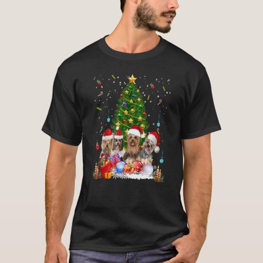 ヨークシャーテリアドッグズツリークリスマスセータークリスマスペットアニマル Tシャツ (正面)