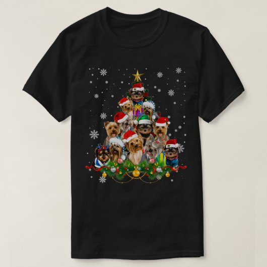 ヨークシャーテリアドッグズツリークリスマスセータークリスマスペットアニマル Tシャツ (デザイン正面)