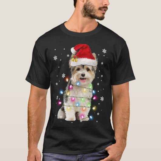 ヨークシャーテリアドッグズツリークリスマスセータークリスマスペットアニマル Tシャツ (正面)